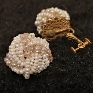 Vintage Signed Miriam Haskell Love Knot Earrings (Clip On/Screw Back)